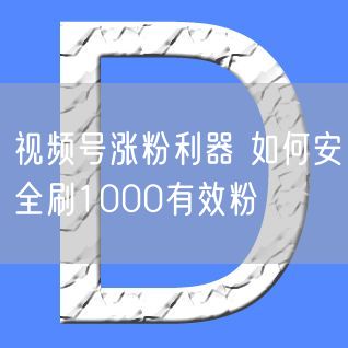 视频号涨粉利器 如何安全刷1000有效粉