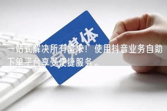一站式解决所有需求！使用抖音业务自助下单平台享受便捷服务。