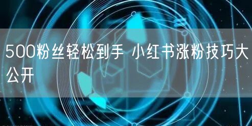 500粉丝轻松到手 小红书涨粉技巧大公开