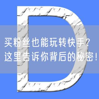 买粉丝也能玩转快手？这里告诉你背后的秘密！